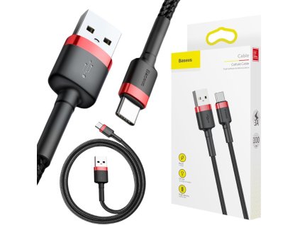kabel usba usbc baseus cafule catklfb91 100cm 3a qc 30 czarnoczerwony w oplocie 82dc078d23d5d
