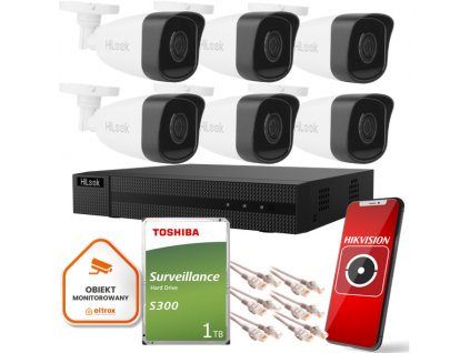 Hilook monitorovacia súprava 6 IP kamier IPCAM-B5 1TB disk