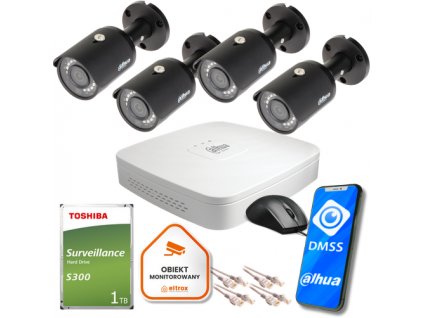 Dahua IP Surveillance Kit NVR 1TB 4 kamery s rohom 4MPx