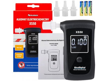 Breathalyser AlcoDigital XS50, náustky, 2-ročná záruka