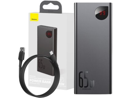 powerbank baseus adaman digital display ppimdad01 20000mah 65w pd qc 40 2x usba 1x usbc kabel a8965efa980a3