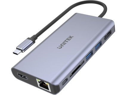 Unitek Hub USB-C 2x USB 3.1 HDMI DP RJ45SD čítačka