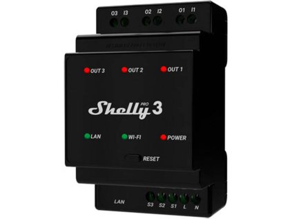 Shelly Pro 3 3-kanálové WIFI/LAN relé na DIN lištu