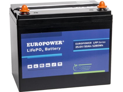 Akumulátor LiFePO4 série EUROPOWER LFP 25,6 V 50 Ah (životnosť >2000 cyklov)