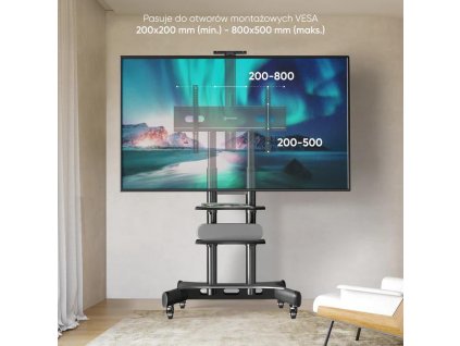 Mobilný TV stojan 50"-86" do 90 kg ONKRON TS1881 Black