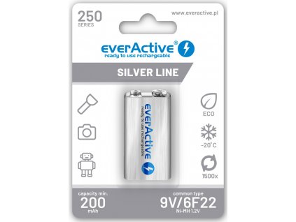 Nabíjacia batéria 6F22 Ni-MH everActive 9V 250mAh Silver Line (1 ks)