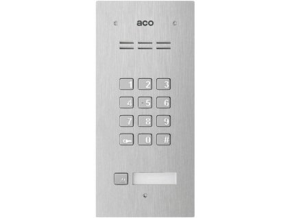 ACO COMO-PRO-CODE-A1 Dverový vstupný systém COMO-PRO-CODE-A1, audio, 1 vyvolávacie tlačidlo, kódový zámok, bezkontaktná čítačka kľúčov, zapustená montáž, nerezová oceľ