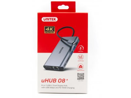 Unitek D1019B USB-C 3.1 8v1 rozbočovač so 100W napájaním
