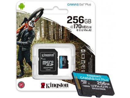 Pamäťová karta Kingston Canvas Go Plus microSD 256GB 170/90MB/s adaptér