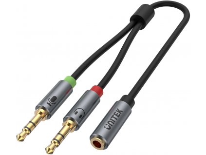 Unitek adaptér Y-C957ABK miniJack 3,5 mm (F) - 2x 3,5 mm (M)