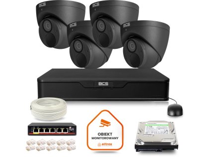 zestaw monitoringu ip bcs point 4x kamera bcspeip28fwr3ai2g rejestrator z dyskiem 1tb 752d6065f97be