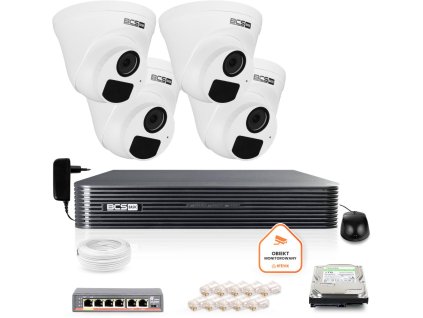 zestaw monitoringu ip bcs basic 4x kamera bcsbeip15fr320 rejestrator z dyskiem 1tb 5a0567129aa52