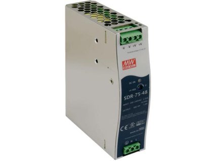 SPÍNANÝ NAPÁJACÍ ZDROJ PRE DIN LIŠTU MEAN WELL SDR-75-48 48V/75W/1,6A
