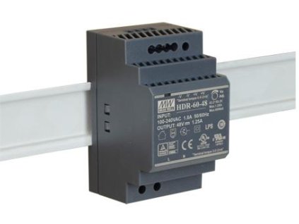 SPÍNANÝ NAPÁJACÍ ZDROJ PRE DIN RAIL MEAN WELL HDR-60-48 48V/60W/1,25A