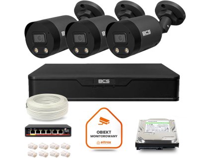 BCS Point IP Surveillance Kit 3x kamera BCS-P-TIP28FWR3L2-Ai2-G DVR s 1TB diskom
