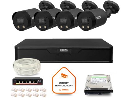BCS Point IP Surveillance Kit 4x kamera BCS-P-TIP28FWR3L2-Ai2-G DVR s 1TB diskom