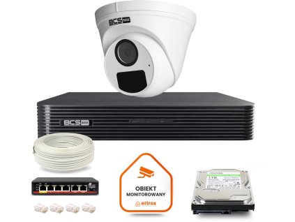 zestaw monitoringu ip bcs basic 1x kamera bcsbeip15fr320 rejestrator z dyskiem 1tb 71f57091ec651