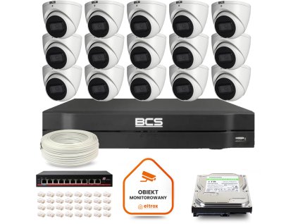 Súprava BCS Line IP Surveillance Kit 15x kamera BCS-L-EIP14FSR3-AI1 DVR s 1TB HDD