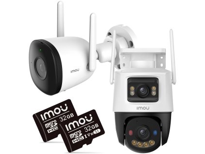 Súprava IP kamier IMOU BULLET 2C 4MP a Cruiser Dual 10MP s 32GB pamäťovými kartami