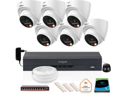 SADA 6 IP kamier Dahua 8mpx IPC-HDW1839T-A-IL-0280B-S6 + DISK 1TB