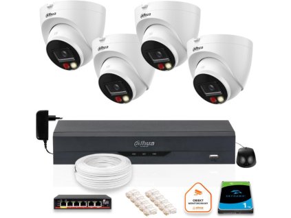 SADA 4 IP kamier Dahua 8mpx IPC-HDW1839T-A-IL-0280B-S6 + DISK 1TB