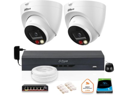 SADA 2 IP kamier Dahua 8mpx IPC-HDW1839T-A-IL-0280B-S6 + DISK 1TB