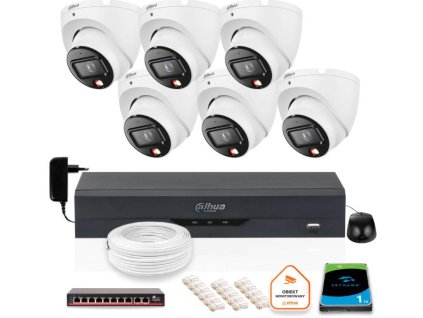 SADA 6 IP kamier Dahua 6mpx IPC-HDW1639T-A-IL-0280B-S6 + DISK 1TB
