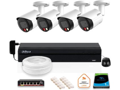 DAHUA IP monitorovací set 4x IPC-HFW2849S-S-IL-0280B 8MPX kamera