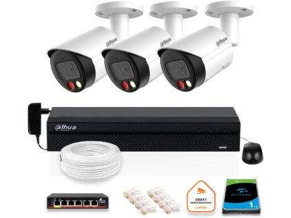DAHUA IP monitorovací set 3x kamera IPC-HFW2849S-S-IL-0280B 8MPX