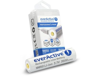Nabíjacia batéria 18650 Li-Ion 3,7 V everActive 3500 mAh (1 ks) micro-USB s ochranou
