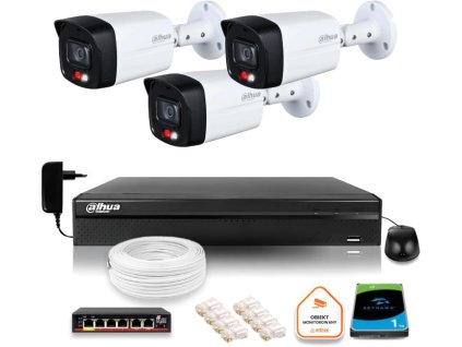 DAHUA IP monitorovacia sada 3 4MPx 2K kamier IPC-HFW1439TL1-A-IL s 1TB diskom