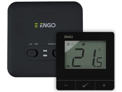 ENGO Controls E20i-B - Regulátor teploty, bezdrôtový, batériový, Wi-Fi, internet, čierny, 868 MHz