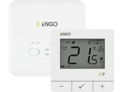 ENGO Controls E7-RFW - Programovateľný bezdrôtový regulátor teploty, biely