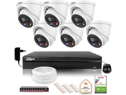 Dahua TIOC 5mpx 2K IP monitorovacia sada 6 kamier IPC-HDW3549H-AS-PV-0280B-S5 DVR s diskovou jednotkou na nepretržitú prevádzku