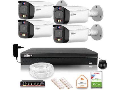 Dahua IP Surveillance Kit TIOC 5mpx 2K 4 kamery IPC-HFW3849T1-AS-PV-0280B-S5 DVR s diskom na nepretržitú prevádzku