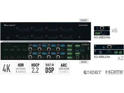 Kľúčová digitálna matica HDMI/HDBT/POH 4K s nezávislým prepínaním zvuku KD-Pro8x8D