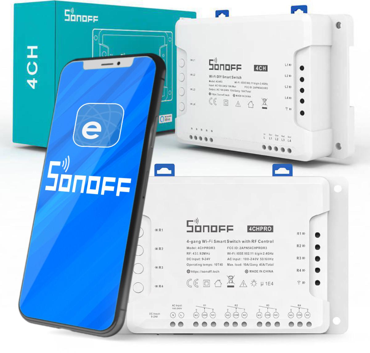 SONOFF 4-kanálový ovládač 10A WiFi 4CHR3