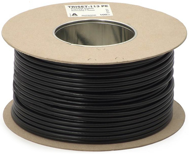 TRISET-113 75 Ohm PE+GEL Fca Trieda A 1,13/4,8/6,8 100 dB KONCENTRICKÝ KÁBEL - 100 m kotúč