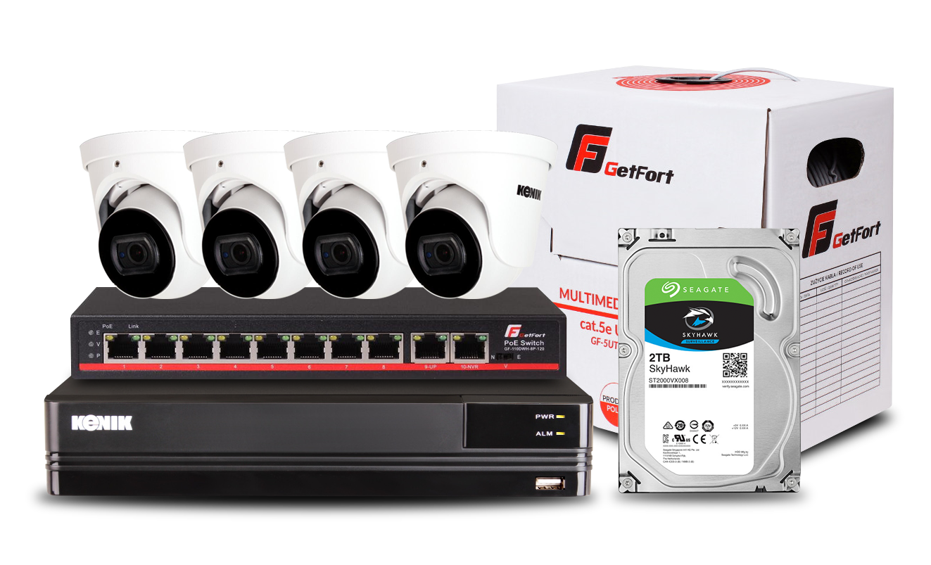 Kenik IP monitorovací set 8CH 4 kamery 5MPx