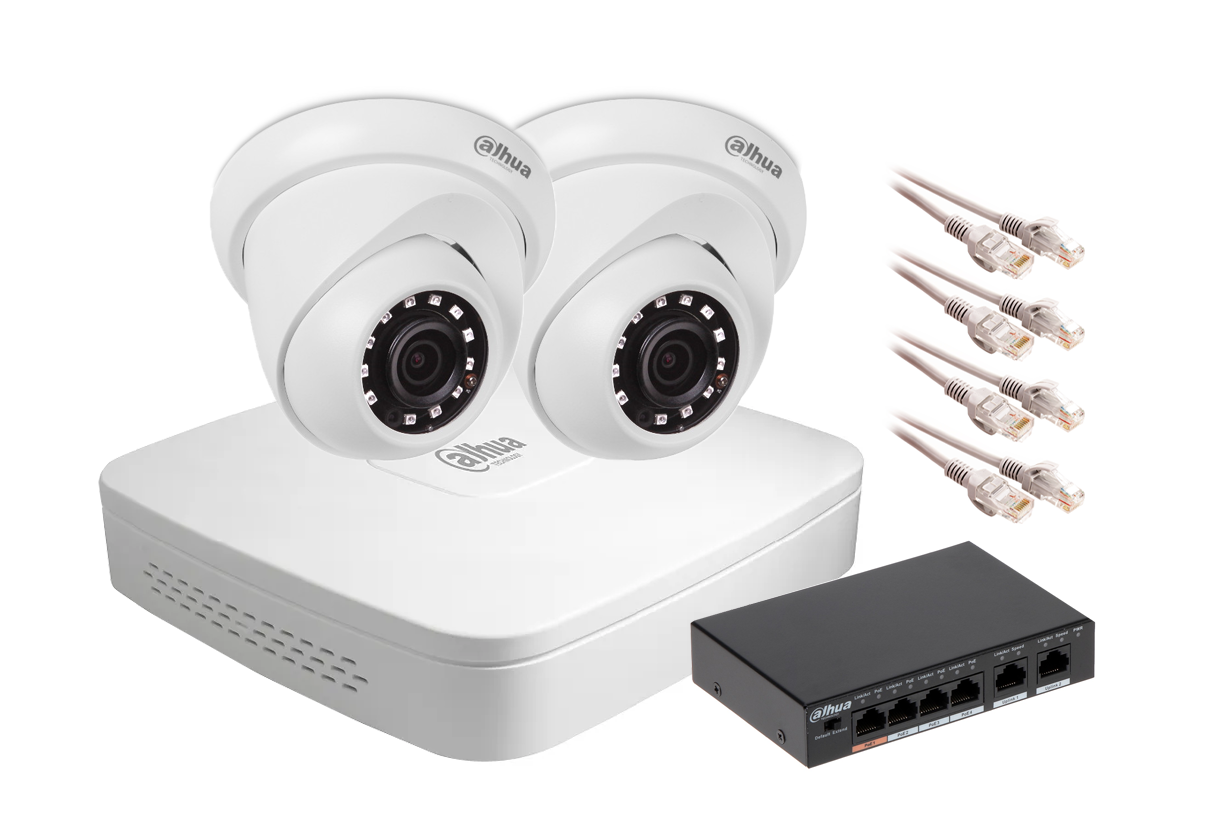 Dahua IP Surveillance Kit NVR 2 dome kamery 2MPx