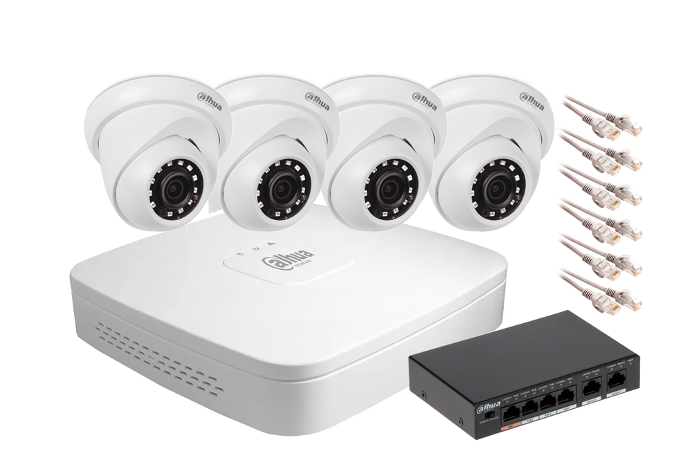 Dahua IP Surveillance Kit NVR 4 dome kamery 2MPx