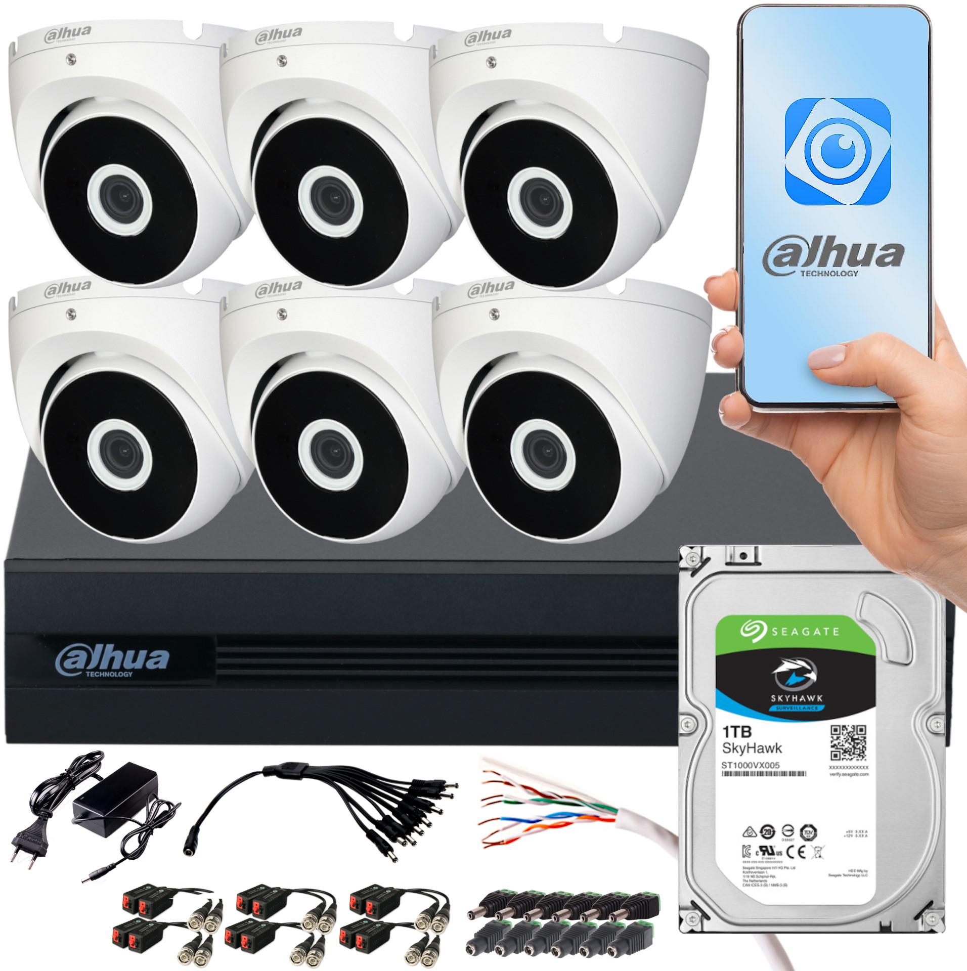 Monitorovacia súprava Dahua COOPER XVR 1TB 6x FullHD dome kamera