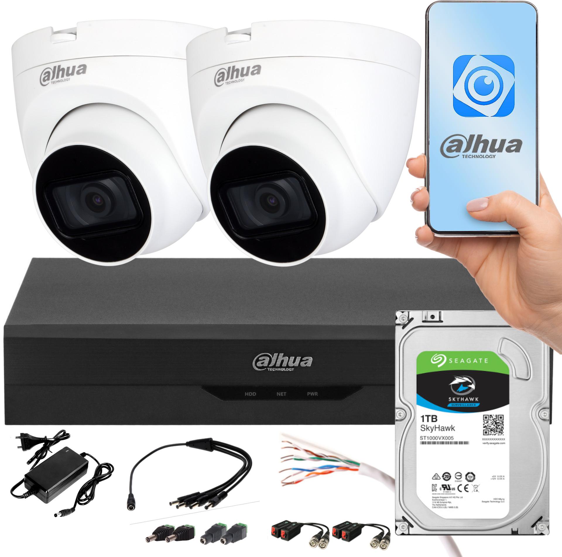 Dahua monitorovacia súprava XVR 1TB 2 dome kamery 5MPx IR 25m