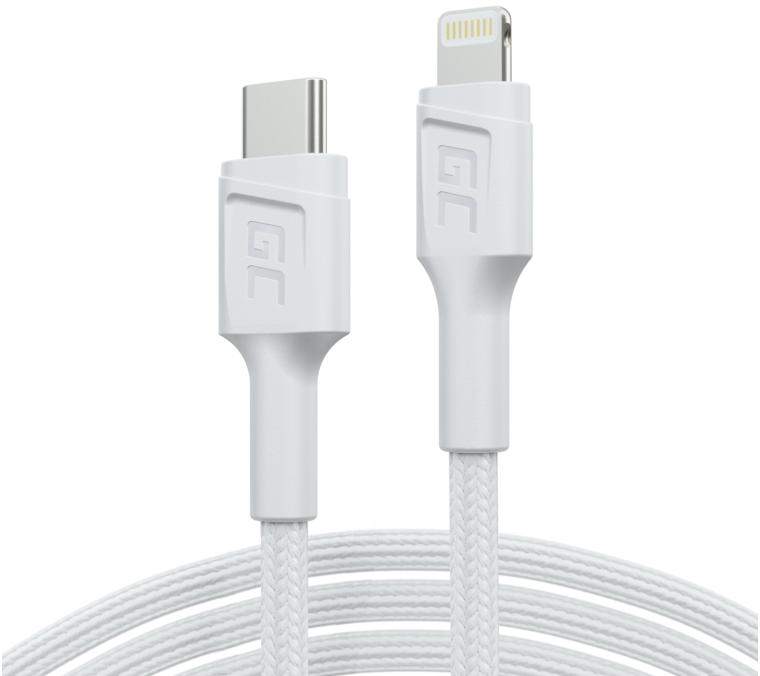 USB-C -> LIGHTHING kábel Green Cell POWERSTREAM 100cm WHITE PD APPLE IPHONE