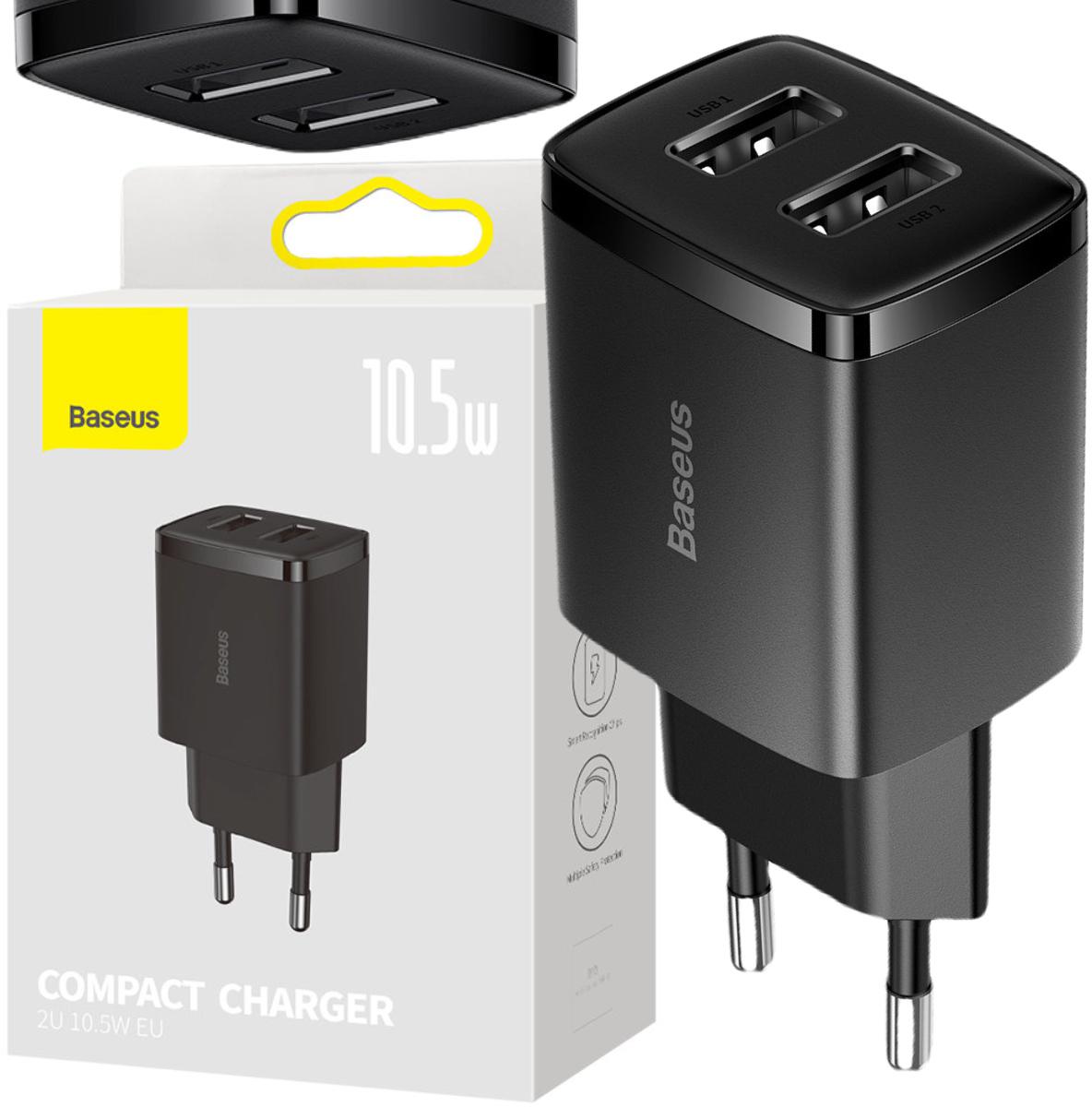 Kompaktná nabíjačka Baseus CCXJ010201 10,5 W 2x USB-A ČIERNA