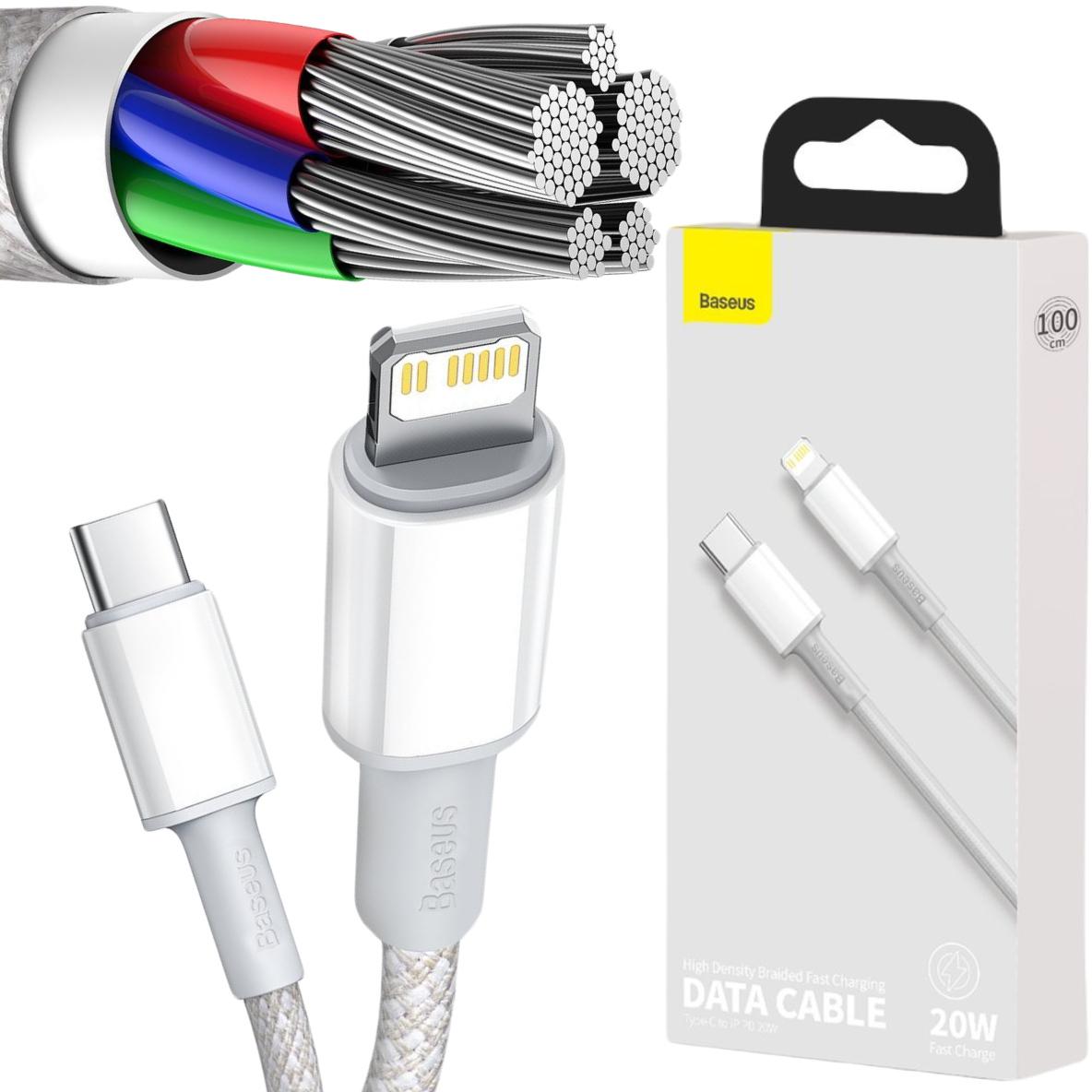 USB-C -> Lightning / iPhone kábel Baseus Cafule CATLGD-02 1m 20W PD Rýchlonabíjanie BIELA S KOVOM