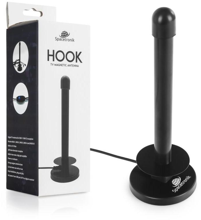 Magnetická DVB-T2 anténa Spacetronik Hook TV USB 30dB Double Power
