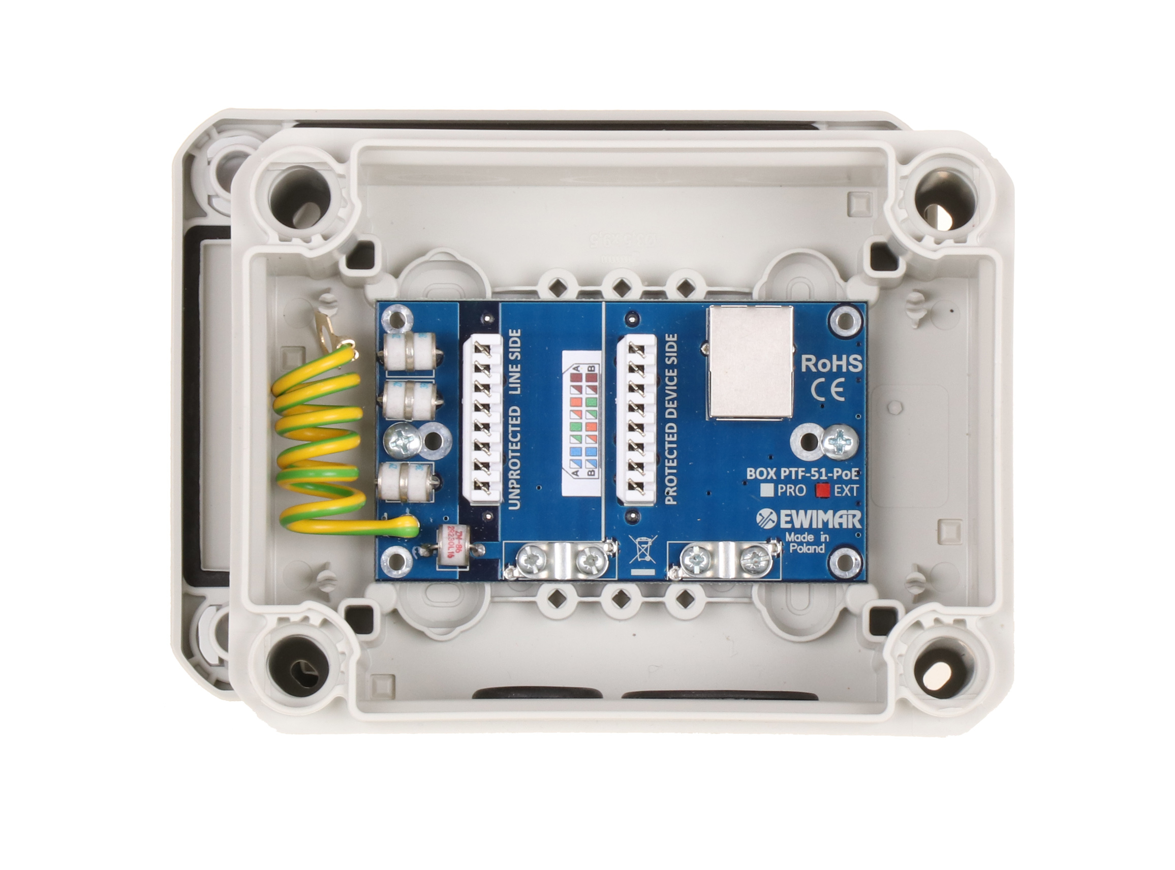 Externá prepäťová ochrana IP série EXTREME s ochranou PoE EWIMAR BOX-2-PTF-51-EXT/PoE