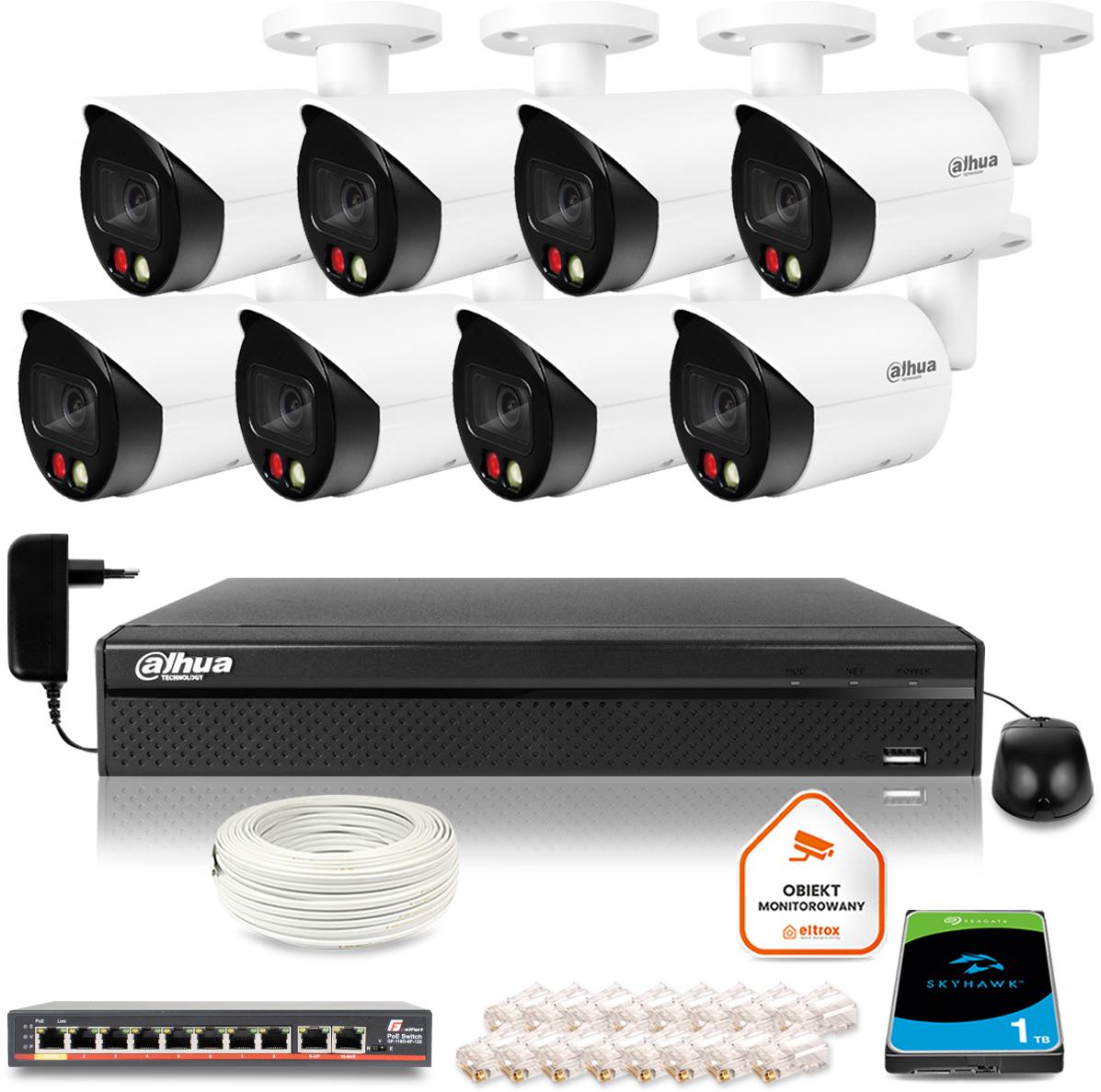 DAHUA IP monitorovacia sada 8 8Mpx dome kamier