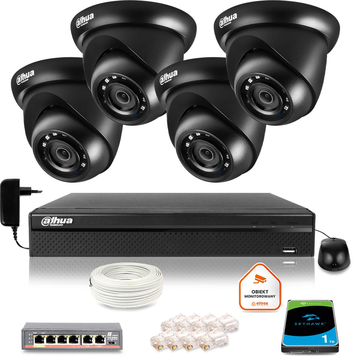 DAHUA IP monitorovacia sada 4 4Mpx dome kamier
